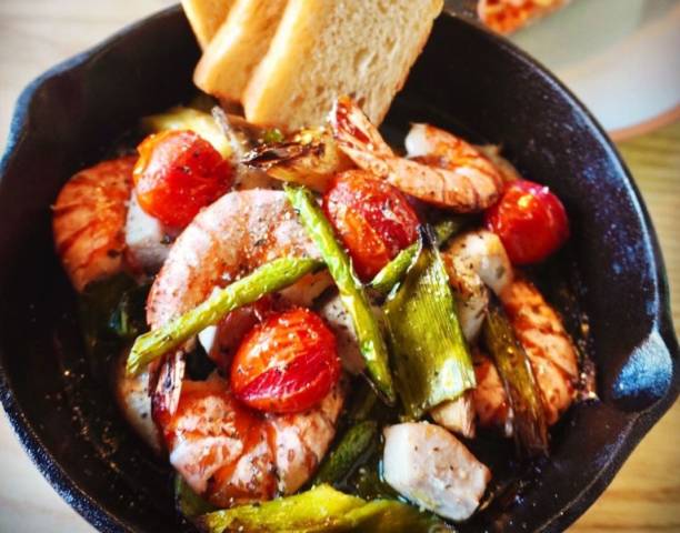 野菜と魚介のオーブン焼き