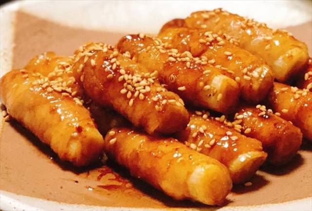 ネギの豚バラ巻き照り焼き