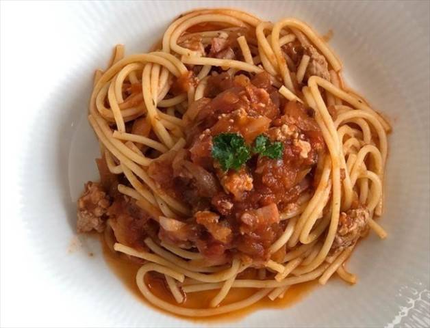 豚のラグーソーススパゲティ