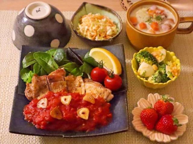 トマトソースのチキンソテー