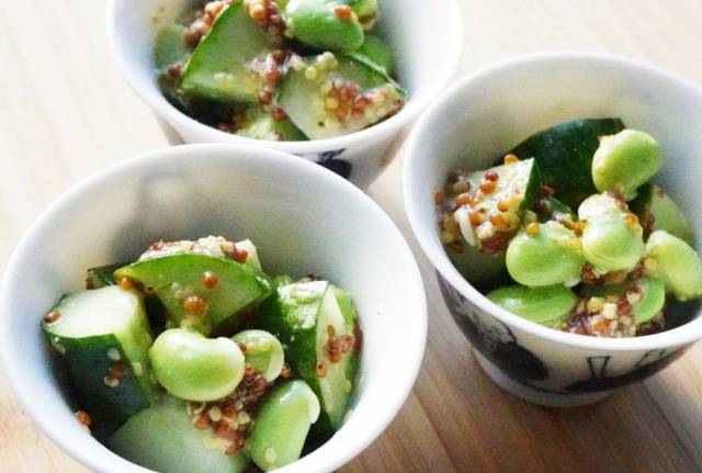 枝豆ときゅうりの粒マスタード和え