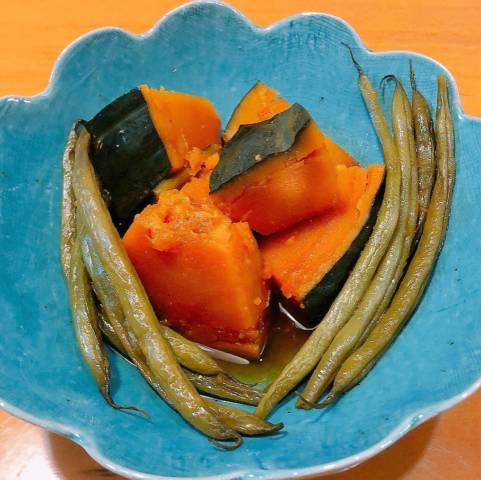 かぼちゃといんげんの煮物