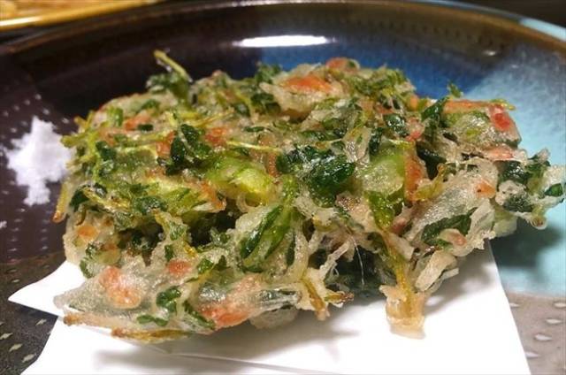 オクラと豆苗のかき揚げ