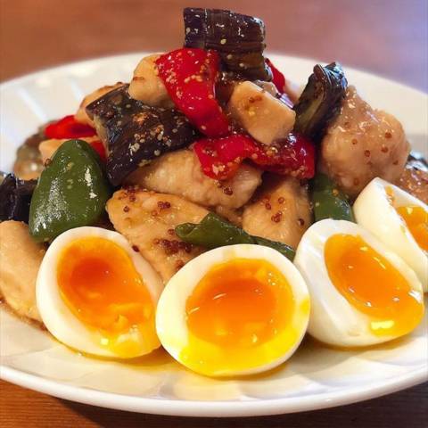 夏野菜とハニーマスタードチキン