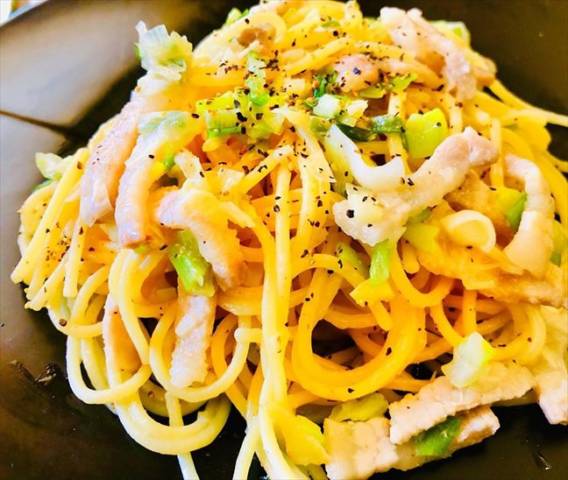 ネギ塩豚パスタ