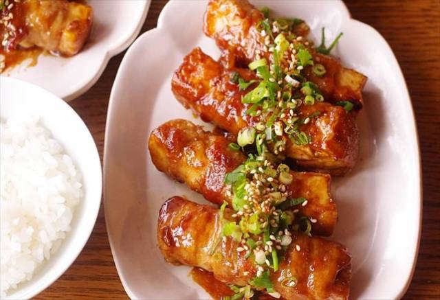 肉巻き厚揚げ照り焼き