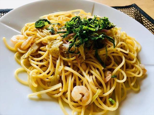 大葉とミョウガのパスタ