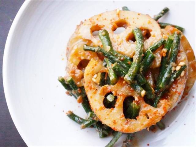 蓮根とフロウ豆の味噌炒め