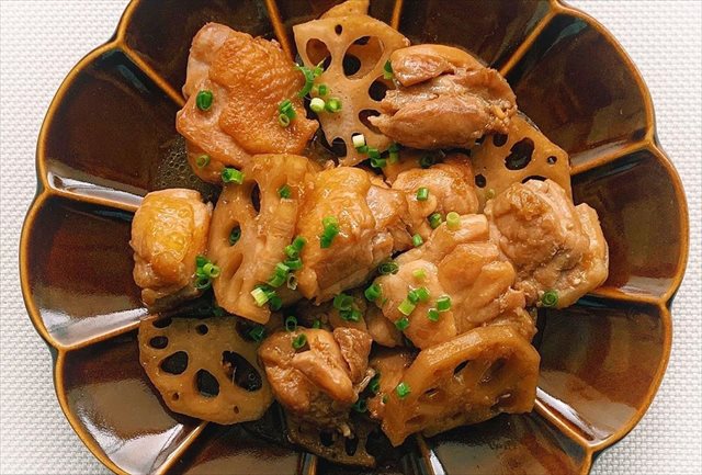 れんこんと鶏ももの照り焼き
