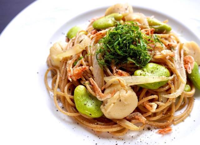 空豆の和風パスタ