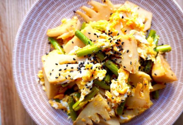 筍とにんにくの芽の卵炒め